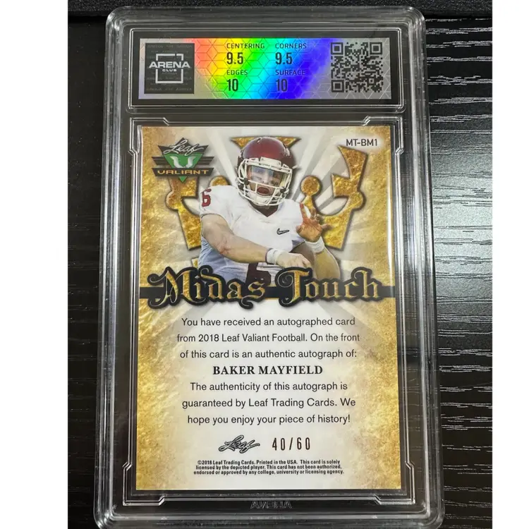 2018 Leaf Valiant Baker Mayfield Auto /60 Arena Club 10