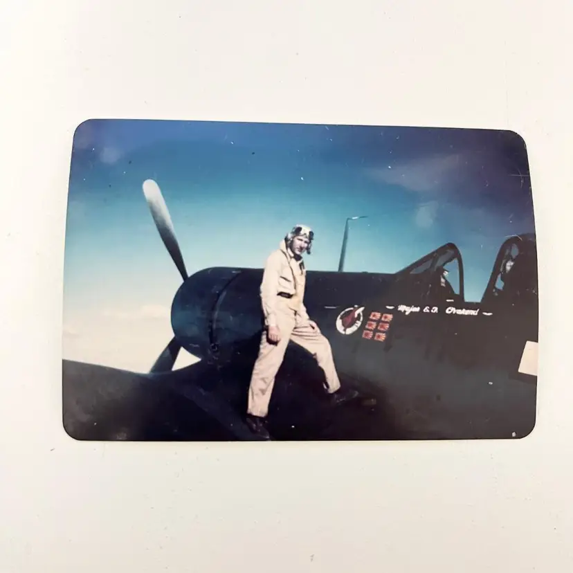 Eastman Kodak Company Mini Color Print WWII Plane & Pilot Vintage 1940s