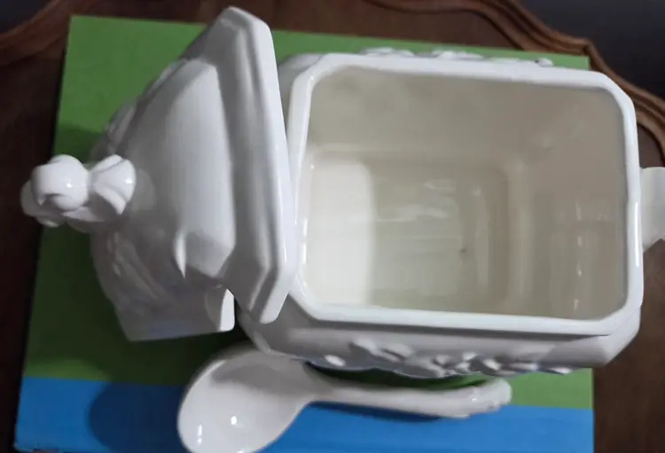 Vintage White Soup Tureen With Lid and Ladle!