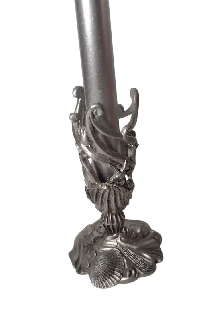 Vintage 1995 Etain Zinn Seagull Pewter Coastal Candlestick Holder Beach Seashell
