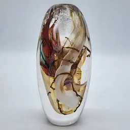 Vintage Signed Colleen Ott Blown Art Glass Paperweight/Vase 1989