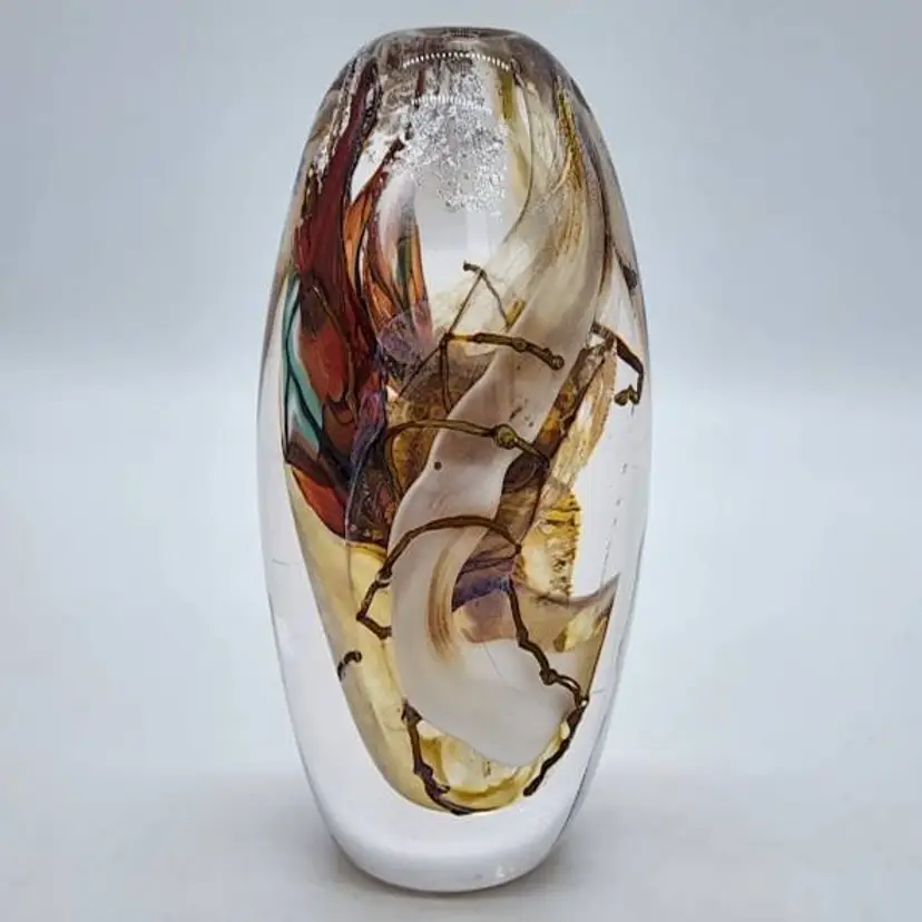 Vintage Signed Colleen Ott Blown Art Glass Paperweight/Vase 1989