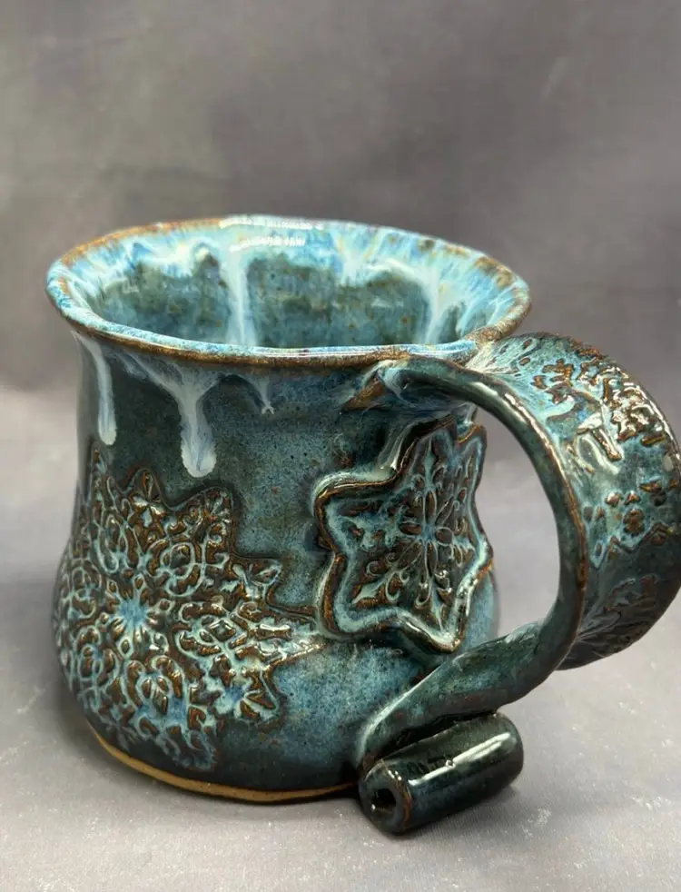 SALE Art Pottery Hand Thrown Pottery Mug Amazing Design Stoneware Base Marked