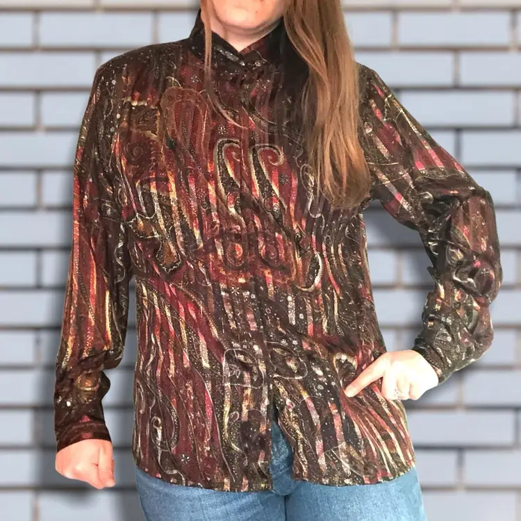 70’s/80’s blouse with mandarin neckline