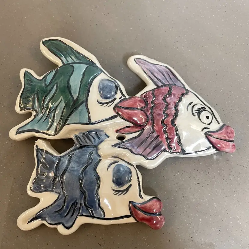 Blue Sky Fishy Lips Clayworks By Heather Goldmine Vintage 2000