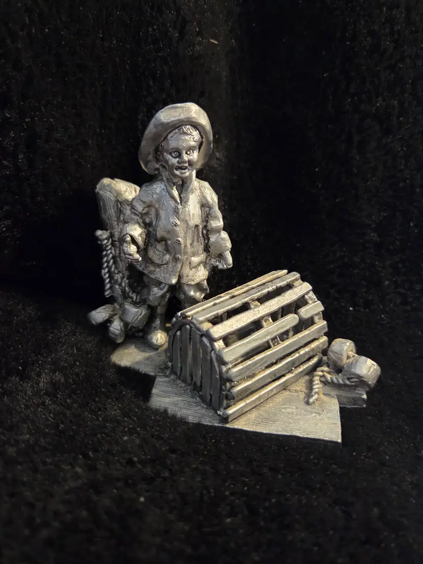 Heritage Pewter Boy w/ Lobster Trap Figurine