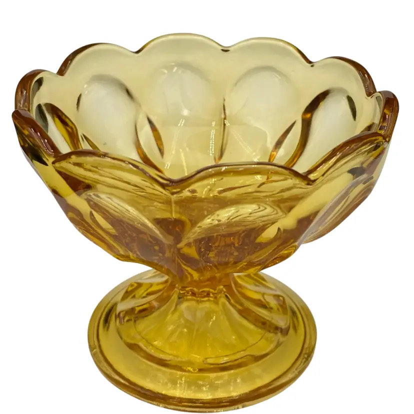 Vintage Anchor Hocking Glass Compote/Fruit Dish, Fairfield Amber Glass, Pedestal