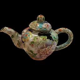 #01 Beautiful Vintage Enamel Cloisonné Ornamental Miniature Teapot. Multi Color Floral Flower Designs. Made In China .