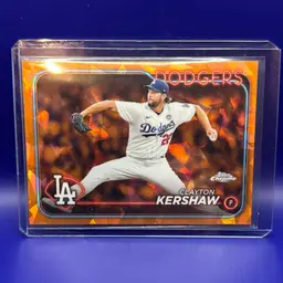 Clayton Kershaw 2024 Topps Chrome Sapphire Orange #17/25 Los Angeles Dodgers