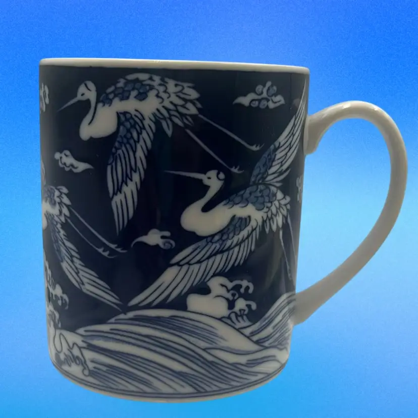 Blue & White Crane Mug 3.5”