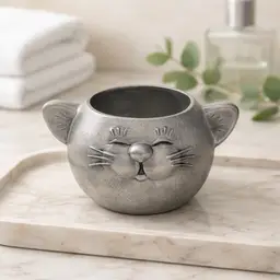 1985 Wilton Armetale Pewter Cat Face Cup, 3" x 5"