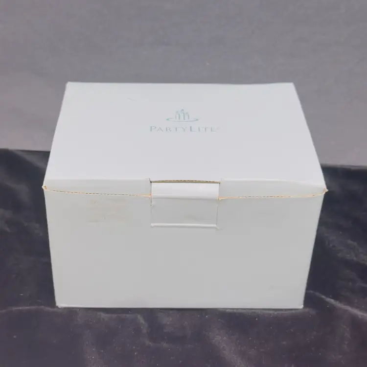 #1279 Party Light "Unwind" Votive Candle Holder P8577 Clear Glass w ceramic lid in lavender