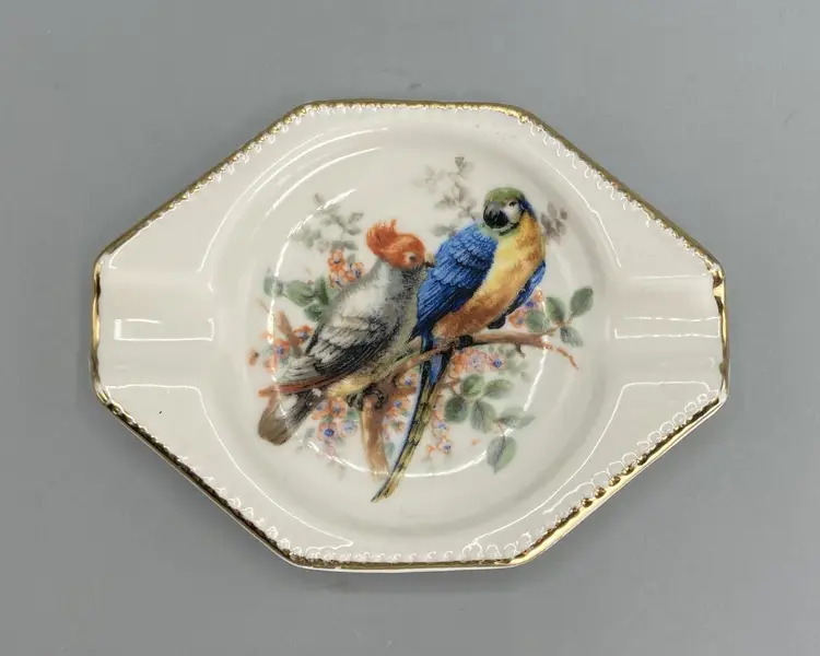 Vintage Bavaria Parrot Bird Ashtray Trinket Dish - Made in Germany