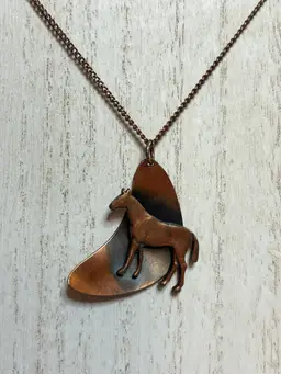 Copper-toned 3D Horse Necklace