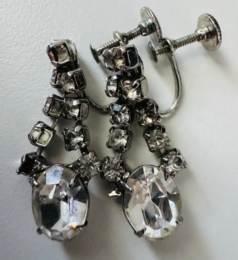 Vintage Screwback Rhinestone Earrings