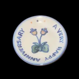 M.A. Hadley Stoneware "A Very Happy Anniversary"  Coaster/Trinket/Condiment Dish