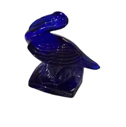 Fostoria Glass FSGA Vintage Limited Edition Cobalt Glass Pelican - 3”