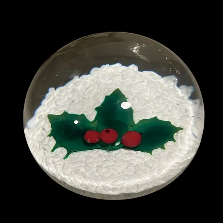 Vintage Christmas Paperweight With Stand Measures All Over 4 1/2 Inches Tall