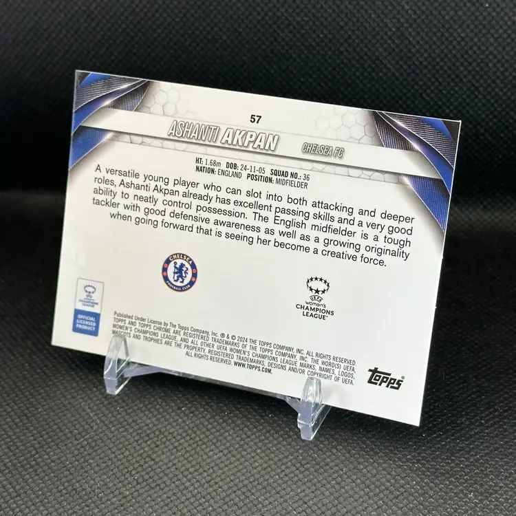 Ashanti Akpan 036/250 - 2023/24 Topps Chrome Blue Refractor UEFA Chelsea