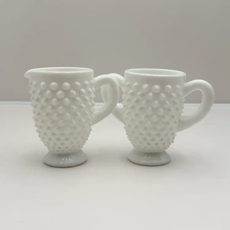 Fenton Hobnail White Milk Glass Cream And Sugar Set