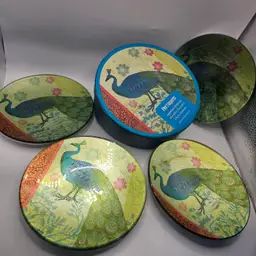Pier 1 imports appetizer plates NIB peacocks 6"