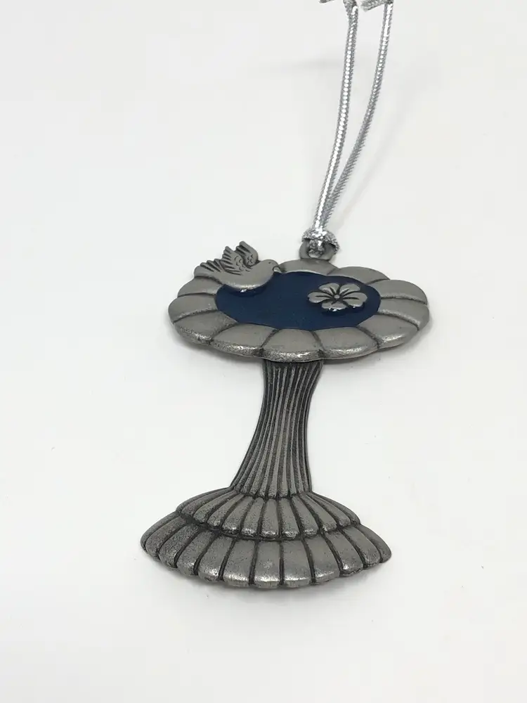 Gloria Duchin Pewter Birdbath Ornament 3" Made in USA 2004