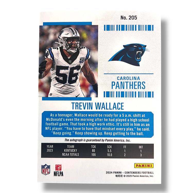 2024 Panini Contenders Trevin Wallace Rookie Ticket Auto Green Laser