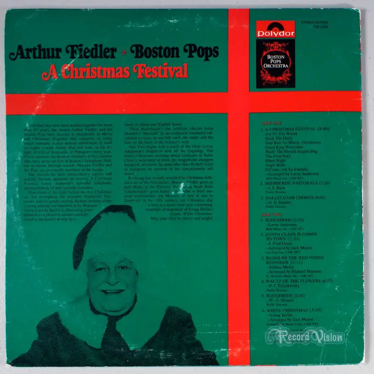 Arthur Fiedler - A Christmas Festival (1988) Vinyl LP • White Christmas, Holiday