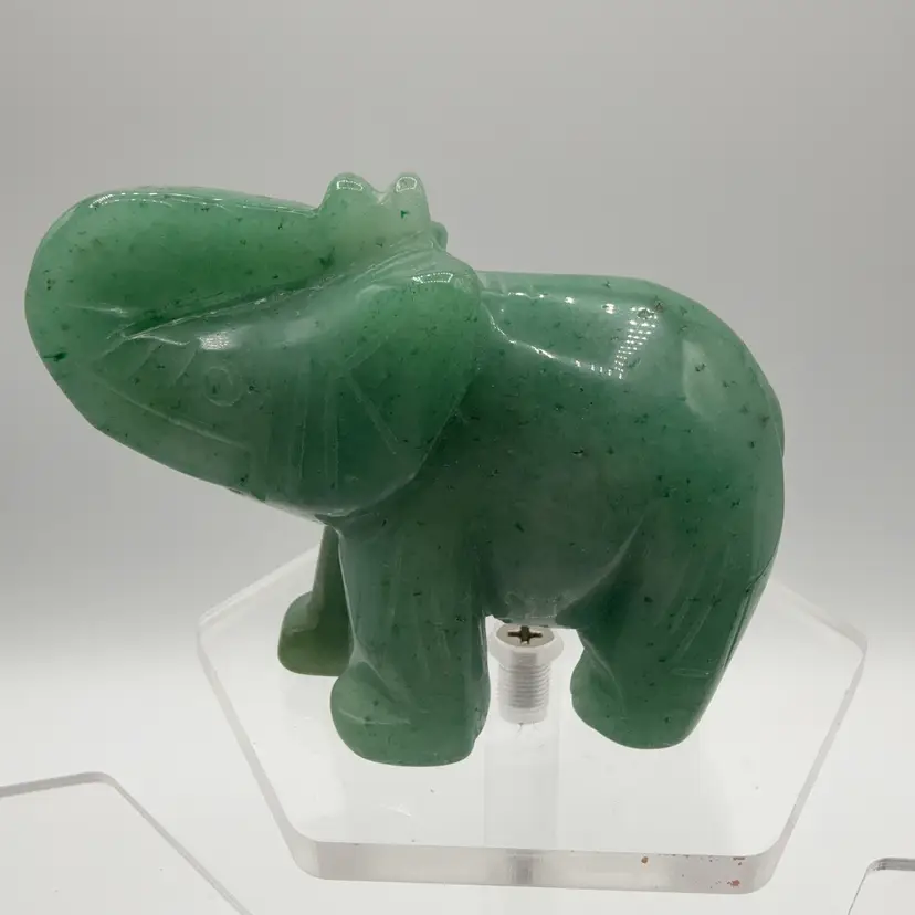 Green Aventurine Crystal Hand Carved Elephant