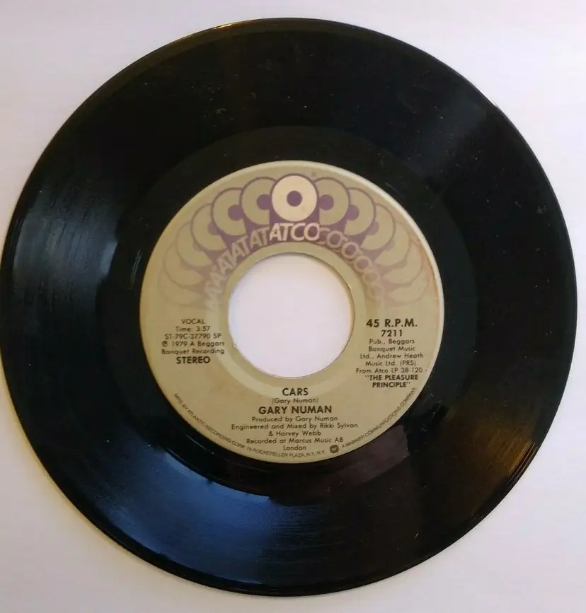 Gary Numan Cars Metal 7" Vinyl 45 Record Synth-Pop New Wave Electronic Atco 1979