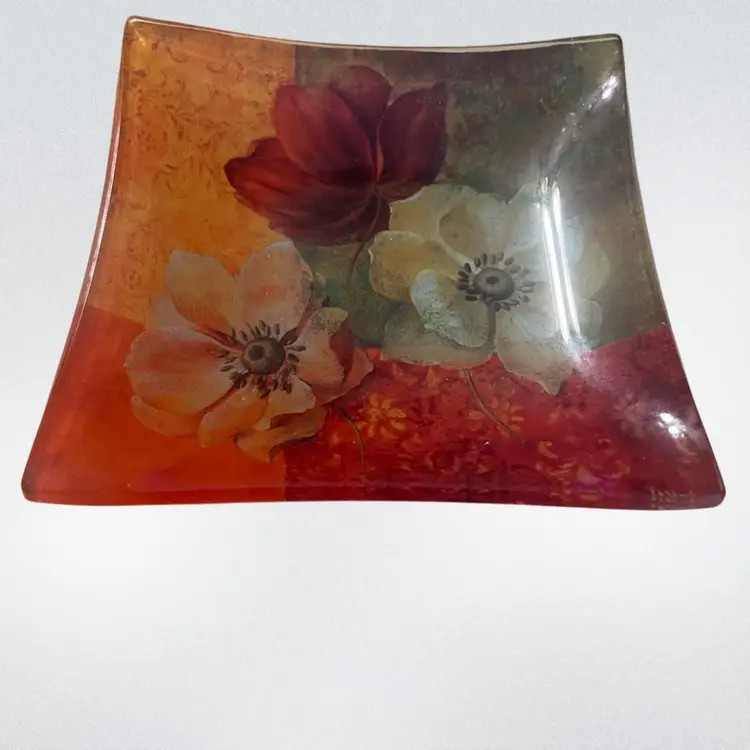 Floral Art Glass Plate