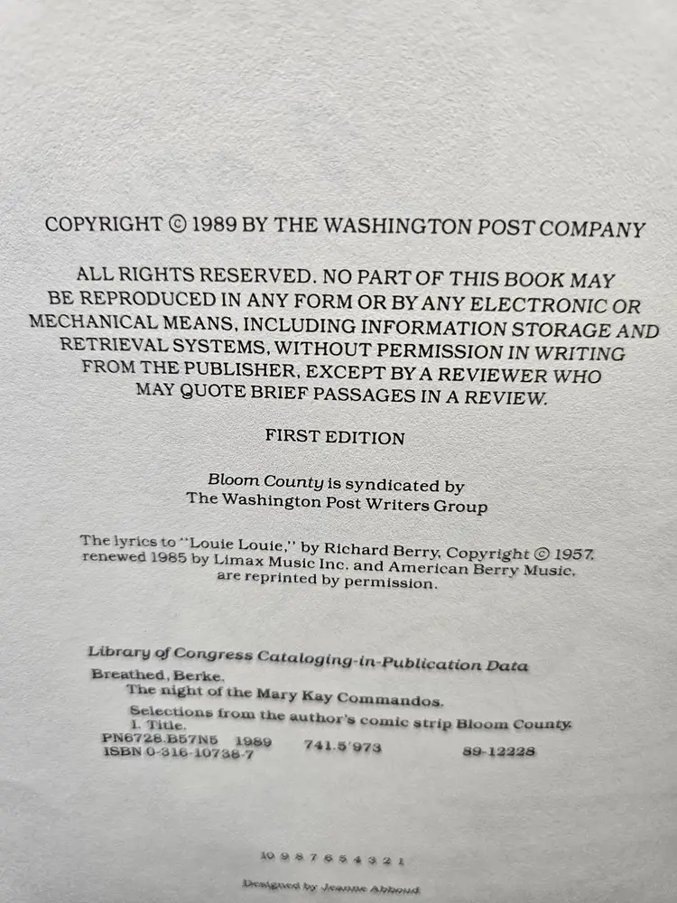 Bloom Co Mary Kay Commandos, First Edition CR 1989