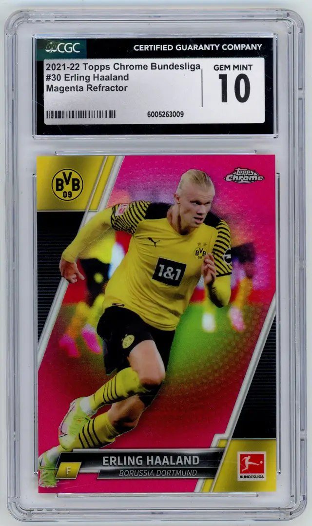 2021-22 Topps Chrome Bundesliga ERLING HAALAND /399 Magenta Refractor #30 DORTMUND CGC 10 GEM MINT