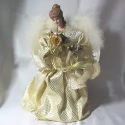 Vtg Porcelain Angel Christmas Tree Topper 12"