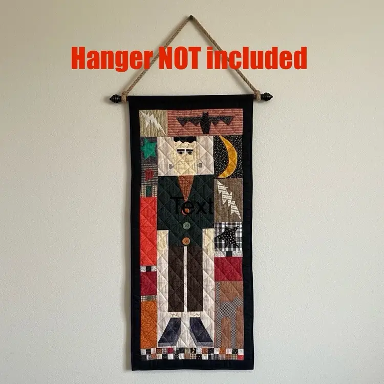 Dr. Frankenstein's Monster Wall Quilt Vintage Handmade Patchwork Halloween decor