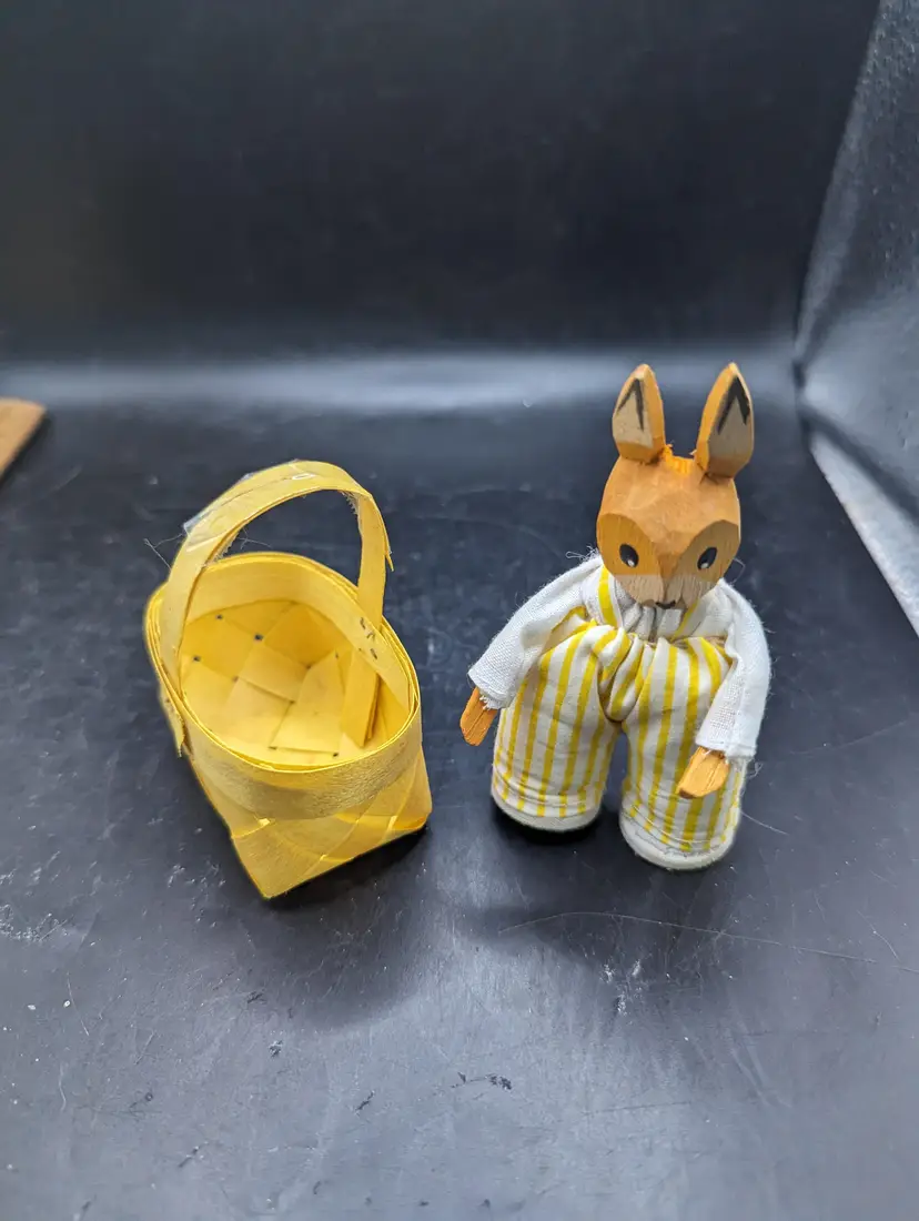 Vintage Hand-carved Wooden Bunny Figurine by German Designer Lotte Sievers Hahn