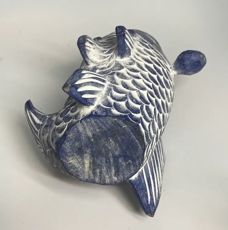 Blue & White Fish Art Figurine/Candle Holder, 5.5" Tall