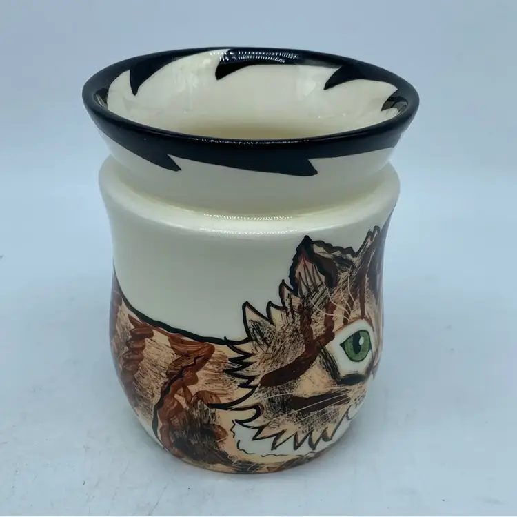 #1060 Hand-painted ceramic mug featuring a tabby cat design by Cats By Nina