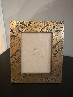 Beautiful Vintage Embossed Brass Elephant Picture frame.