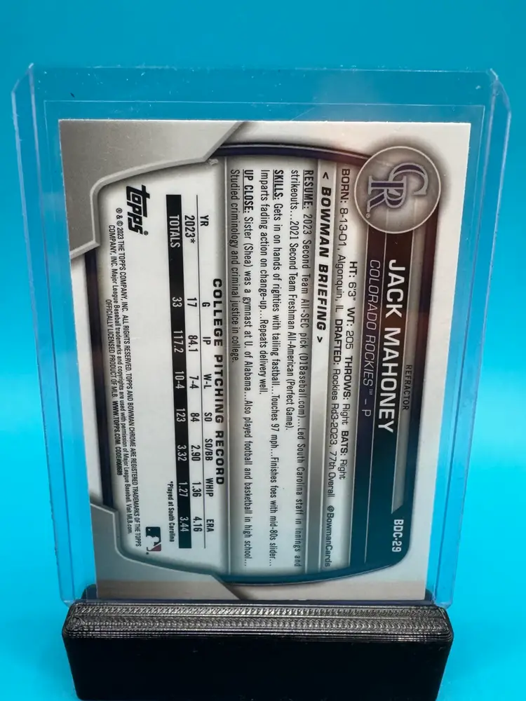 Jack Mahoney 1st Bowman Chrome Refractor Colorado Rockies