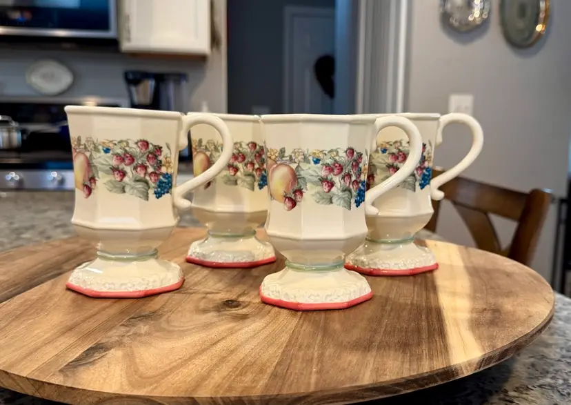 Avon Ceramic Pedestal Fruit Mugs- Set Of 4