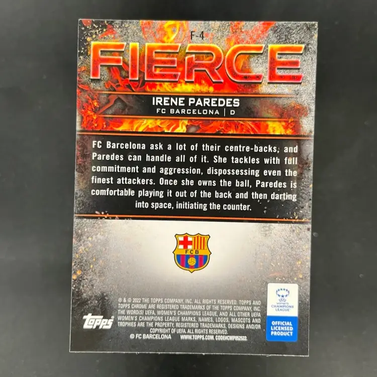 Irene Paredes 2021/22 Topps Chrome UWCL Fierce Soccer Card