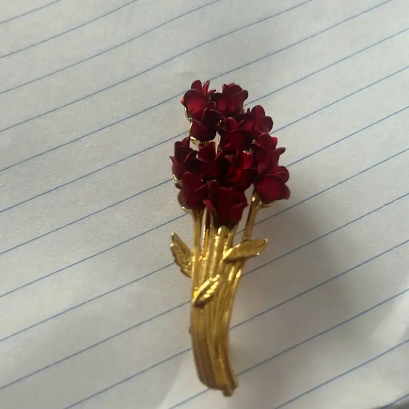Bouquet of Red Roses Brooch, 1990s Vintage Pin
