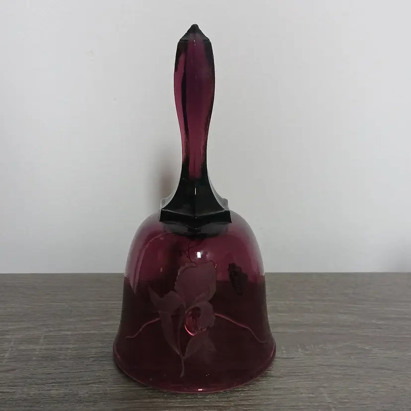 Vintage Fenton Glass Iris Collection Amethyst Purple Bell Sand Etched