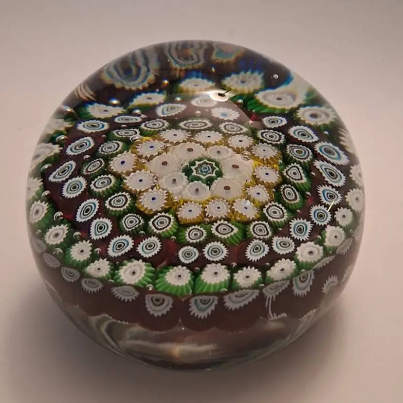 Vintage Earlier Barovier & Toso, Murano, Italy, Magnum Millefiori Multi-Color Paperweight