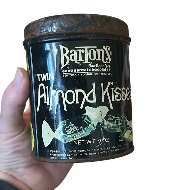 1950s Barton Candy Tin With Flower Power Birds