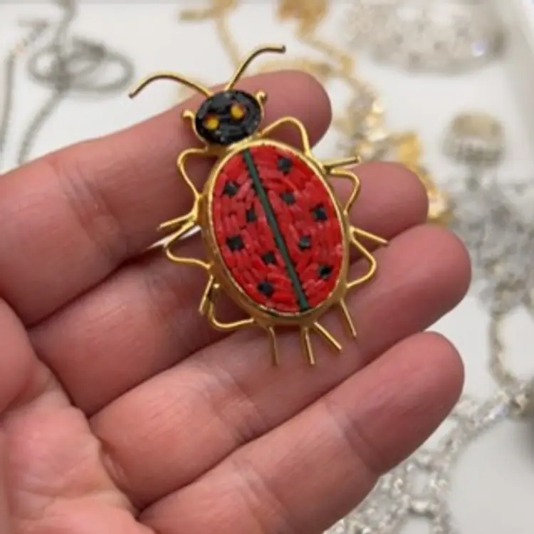 Ladybug, Micro Mosaic Stamped Italy