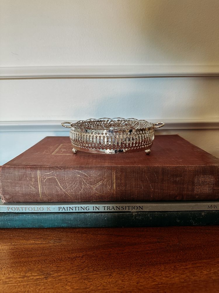 Silver Plate Stand with Glass Triple Divide Dish
