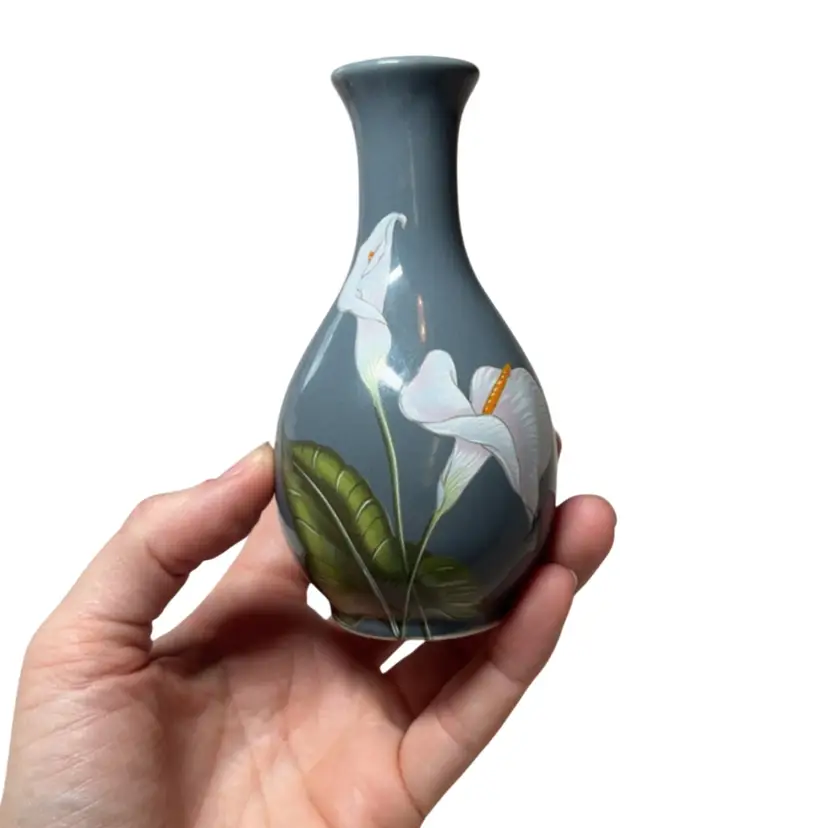 Vintage Grey Made In Japan Flower Vase 4.5”