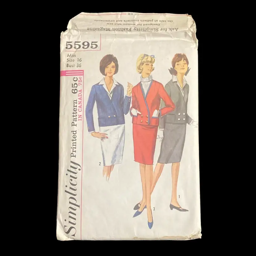 Vintage Simplicity 5595 Printed Pattern Miss Size 16